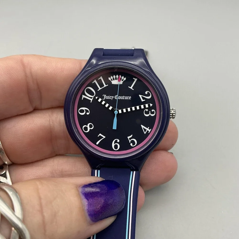 Juicy Couture Womens Watch 38mm Blue Pink Dial Navy New Battery